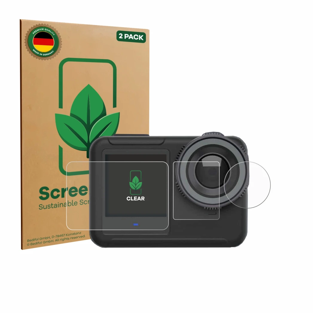 Parte frontal de un envase de producto con el logotipo de la marca ScreenLeaf. Al lado se muestra el dispositivo SVBONY SVGO3 