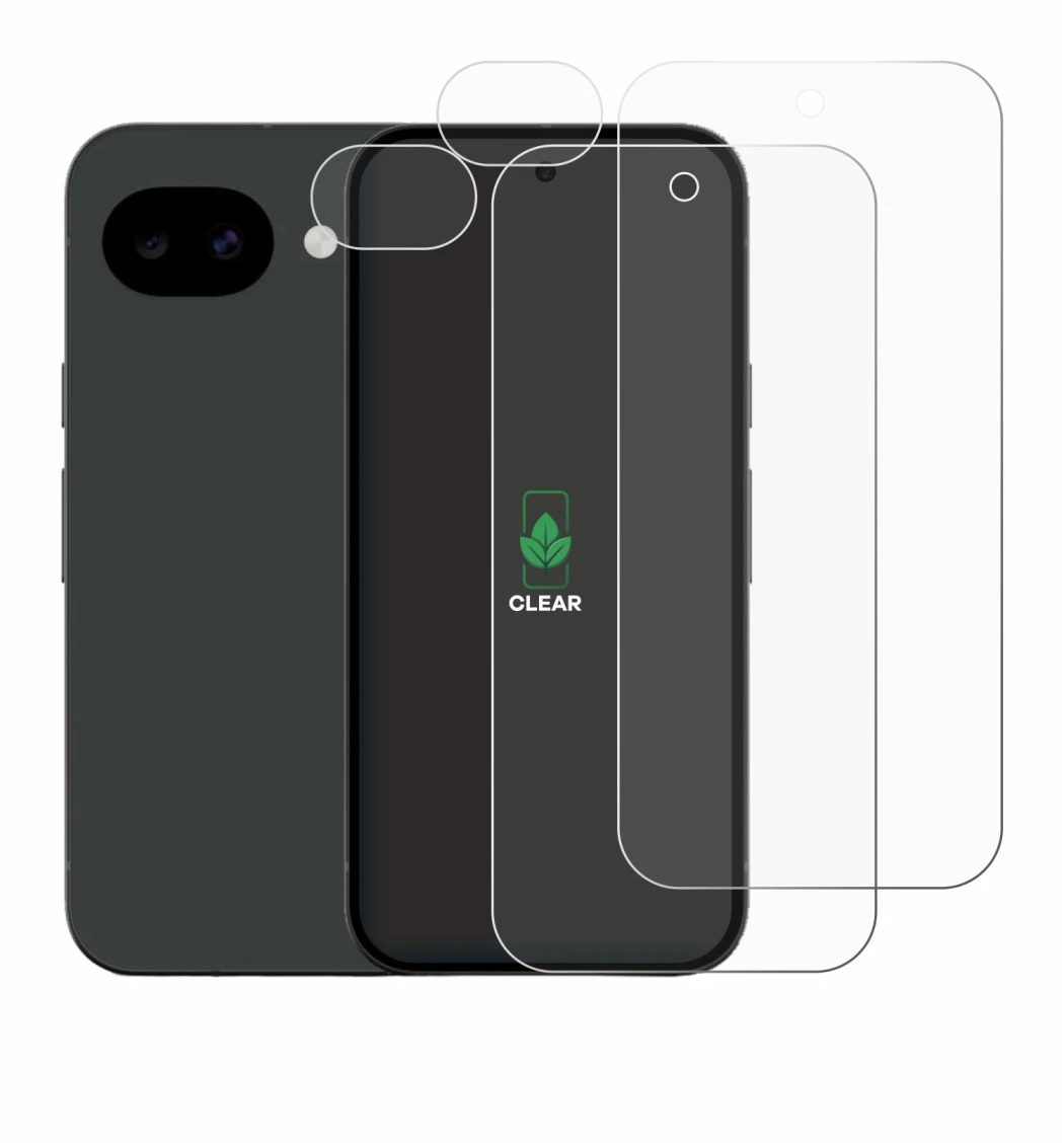 Imagen del dispositivo Google Pixel 10a (Frontal+Cámara) con una amplia variedad de protectores de pantalla.