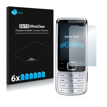 Parte frontal de un envase de producto con el logotipo de la marca Savvies. Al lado se muestra el dispositivo Nokia 6700 class