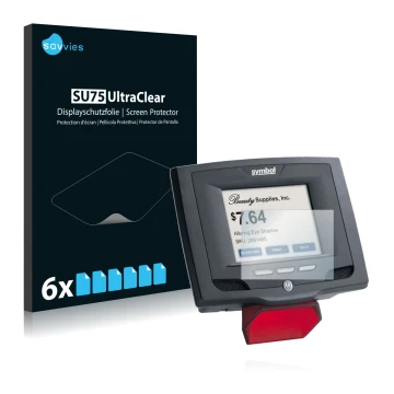 Parte frontal de un envase de producto con el logotipo de la marca Savvies. Al lado se muestra el dispositivo Symbol MK500 con