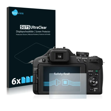 Parte frontal de un envase de producto con el logotipo de la marca Savvies. Al lado se muestra el dispositivo Panasonic Lumix 