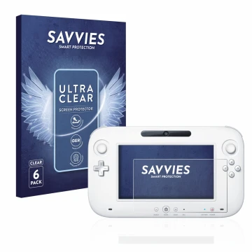 Parte frontal de un envase de producto con el logotipo de la marca Savvies. Al lado se muestra el dispositivo Nintendo Wii U G