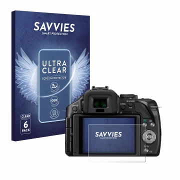 Parte frontal de un envase de producto con el logotipo de la marca Savvies. Al lado se muestra el dispositivo Panasonic Lumix 