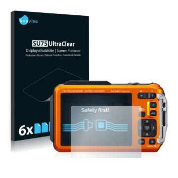 Parte frontal de un envase de producto con el logotipo de la marca Savvies. Al lado se muestra el dispositivo Panasonic Lumix 