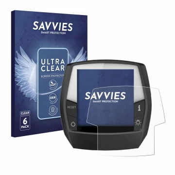 Parte frontal de un envase de producto con el logotipo de la marca Savvies. Al lado se muestra el dispositivo Bosch Intuvia Ac