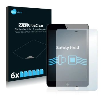 Parte frontal de un envase de producto con el logotipo de la marca Savvies. Al lado se muestra el dispositivo Apple iPad Mini 