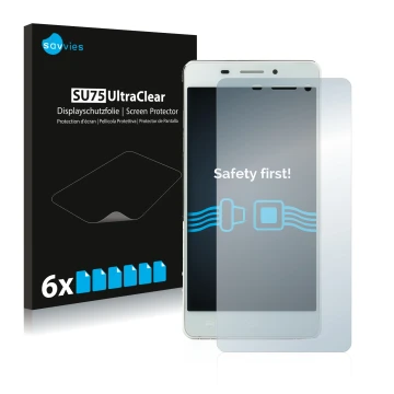 Parte frontal de un envase de producto con el logotipo de la marca Savvies. Al lado se muestra el dispositivo Doogee Ibiza F2 