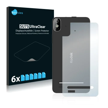 Parte frontal de un envase de producto con el logotipo de la marca Savvies. Al lado se muestra el dispositivo Kodak IM5 Traser