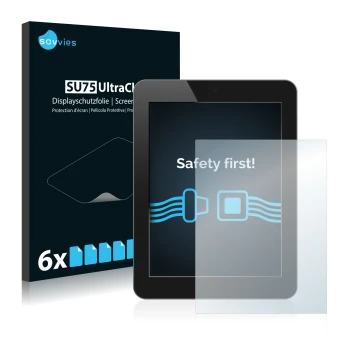 Parte frontal de un envase de producto con el logotipo de la marca Savvies. Al lado se muestra el dispositivo con su protector