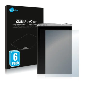 Parte frontal de un envase de producto con el logotipo de la marca Savvies. Al lado se muestra el dispositivo Cowon Plenue D c