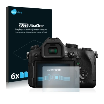 Parte frontal de un envase de producto con el logotipo de la marca Savvies. Al lado se muestra el dispositivo Panasonic Lumix 