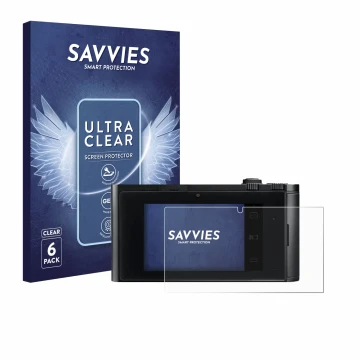 Parte frontal de un envase de producto con el logotipo de la marca Savvies. Al lado se muestra el dispositivo Leica TL2 con su