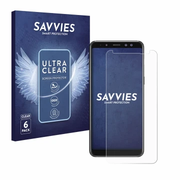Parte frontal de un envase de producto con el logotipo de la marca Savvies. Al lado se muestra el dispositivo Samsung Galaxy A