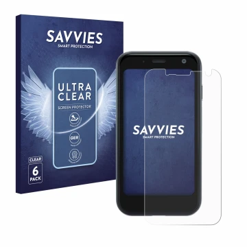 Parte frontal de un envase de producto con el logotipo de la marca Savvies. Al lado se muestra el dispositivo Palm Mini Smartp