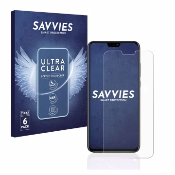 Parte frontal de un envase de producto con el logotipo de la marca Savvies. Al lado se muestra el dispositivo Honor 8X con su 