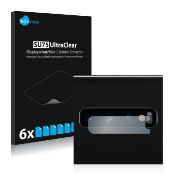 Parte frontal de un envase de producto con el logotipo de la marca Savvies. Al lado se muestra el dispositivo Samsung Galaxy S