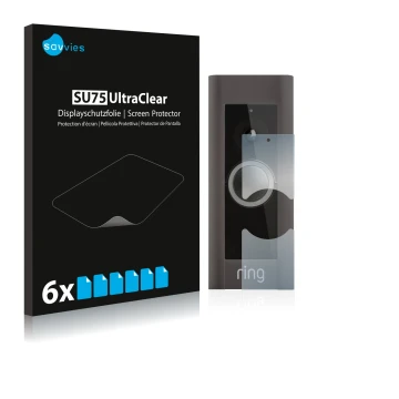 Parte frontal de un envase de producto con el logotipo de la marca Savvies. Al lado se muestra el dispositivo Ring Video Doorb