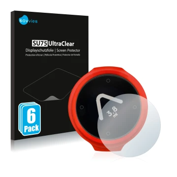 Parte frontal de un envase de producto con el logotipo de la marca Savvies. Al lado se muestra el dispositivo Beeline Velo con