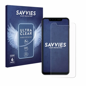 Parte frontal de un envase de producto con el logotipo de la marca Savvies. Al lado se muestra el dispositivo LG G8s ThinQ con
