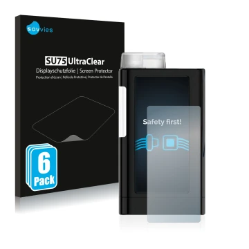 Parte frontal de un envase de producto con el logotipo de la marca Savvies. Al lado se muestra el dispositivo Mylife YpsoPump 