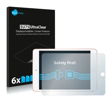 Parte frontal de un envase de producto con el logotipo de la marca Savvies. Al lado se muestra el dispositivo Apple iPad Mini 