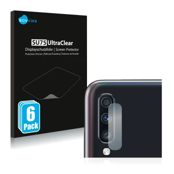 Parte frontal de un envase de producto con el logotipo de la marca Savvies. Al lado se muestra el dispositivo Samsung Galaxy A