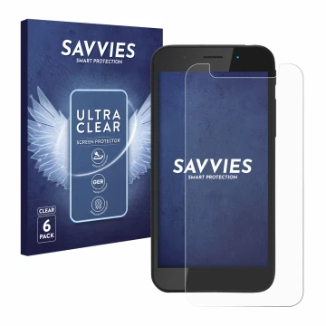 Parte frontal de un envase de producto con el logotipo de la marca Savvies. Al lado se muestra el dispositivo Shiftphones Shif