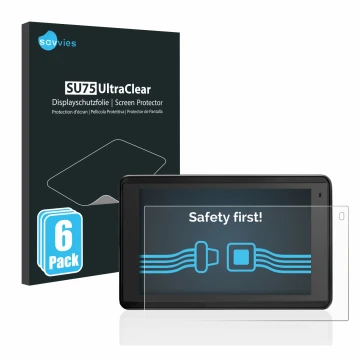 Parte frontal de un envase de producto con el logotipo de la marca Savvies. Al lado se muestra el dispositivo Garmin Aera 660 