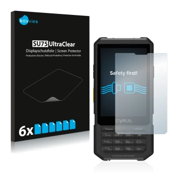 Parte frontal de un envase de producto con el logotipo de la marca Savvies. Al lado se muestra el dispositivo Cyrus CM 17 Hybr