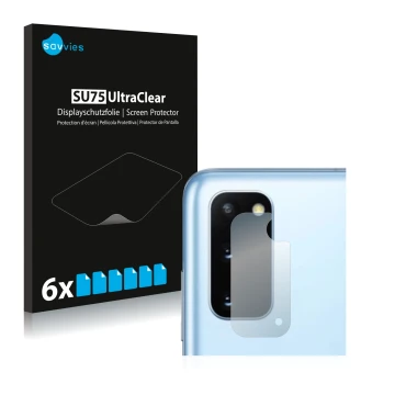 Parte frontal de un envase de producto con el logotipo de la marca Savvies. Al lado se muestra el dispositivo Samsung Galaxy S