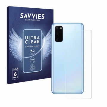 Parte frontal de un envase de producto con el logotipo de la marca Savvies. Al lado se muestra el dispositivo Samsung Galaxy S
