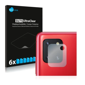 Parte frontal de un envase de producto con el logotipo de la marca Savvies. Al lado se muestra el dispositivo Samsung Galaxy N