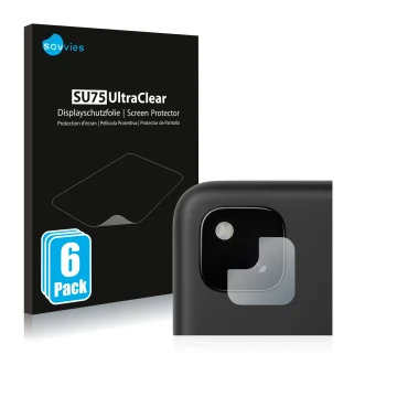 Parte frontal de un envase de producto con el logotipo de la marca Savvies. Al lado se muestra el dispositivo Google Pixel 4a 