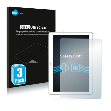 Parte frontal de un envase de producto con el logotipo de la marca Savvies. Al lado se muestra el dispositivo Toscido X104 10