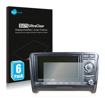 Parte frontal de un envase de producto con el logotipo de la marca Savvies. Al lado se muestra el dispositivo Audi A3 8P 2004-