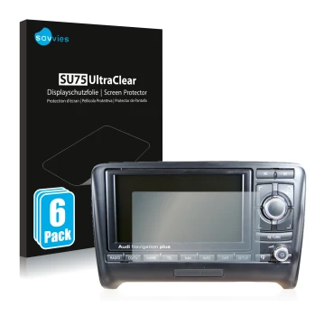 Parte frontal de un envase de producto con el logotipo de la marca Savvies. Al lado se muestra el dispositivo Audi A4 8E 2004-