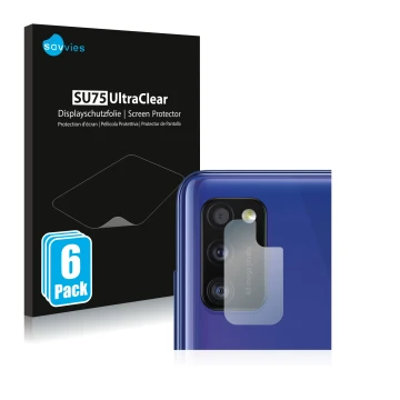 Parte frontal de un envase de producto con el logotipo de la marca Savvies. Al lado se muestra el dispositivo Samsung Galaxy A