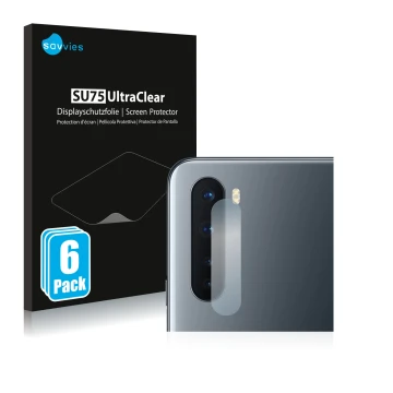 Parte frontal de un envase de producto con el logotipo de la marca Savvies. Al lado se muestra el dispositivo OnePlus Nord (SÓ