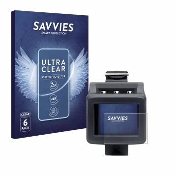 Parte frontal de un envase de producto con el logotipo de la marca Savvies. Al lado se muestra el dispositivo Uwatec Galileo G