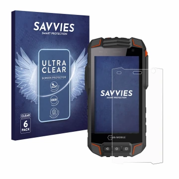 Parte frontal de un envase de producto con el logotipo de la marca Savvies. Al lado se muestra el dispositivo i.safe MOBILE IS
