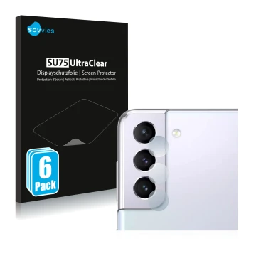 Parte frontal de un envase de producto con el logotipo de la marca Savvies. Al lado se muestra el dispositivo Samsung Galaxy S