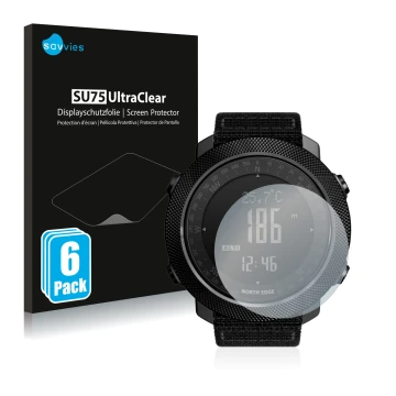 Parte frontal de un envase de producto con el logotipo de la marca Savvies. Al lado se muestra el dispositivo North Edge Apach