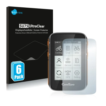 Parte frontal de un envase de producto con el logotipo de la marca Savvies. Al lado se muestra el dispositivo CooSpo BC200 con