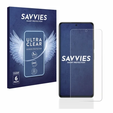Parte frontal de un envase de producto con el logotipo de la marca Savvies. Al lado se muestra el dispositivo Xiaomi Redmi Not