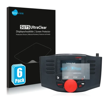 Parte frontal de un envase de producto con el logotipo de la marca Savvies. Al lado se muestra el dispositivo Märklin Mobile S