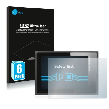 Parte frontal de un envase de producto con el logotipo de la marca Savvies. Al lado se muestra el dispositivo Apexcam ‎M80 Air