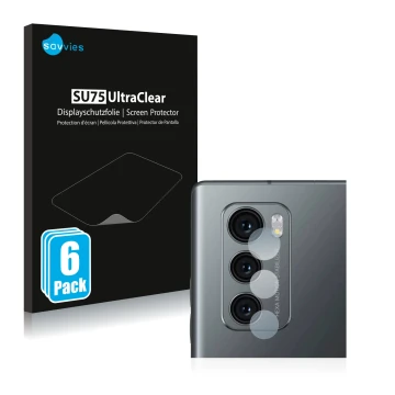 Parte frontal de un envase de producto con el logotipo de la marca Savvies. Al lado se muestra el dispositivo LG Wing (SÓLO Cá