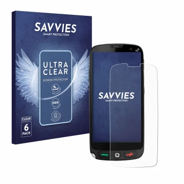 Parte frontal de un envase de producto con el logotipo de la marca Savvies. Al lado se muestra el dispositivo Brondi Amico XS 