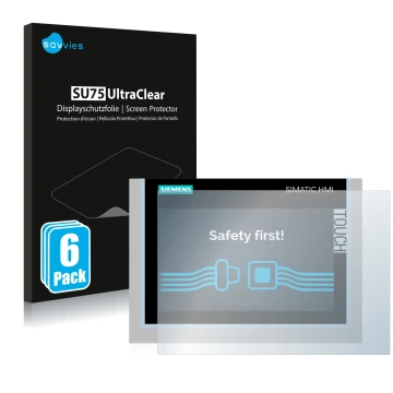 Parte frontal de un envase de producto con el logotipo de la marca Savvies. Al lado se muestra el dispositivo Siemens Simatic 