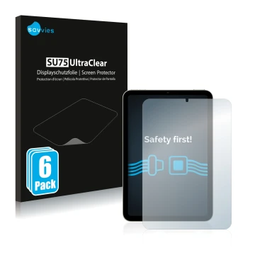 Parte frontal de un envase de producto con el logotipo de la marca Savvies. Al lado se muestra el dispositivo Apple iPad Mini 